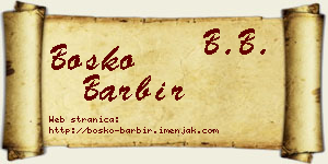 Boško Barbir vizit kartica